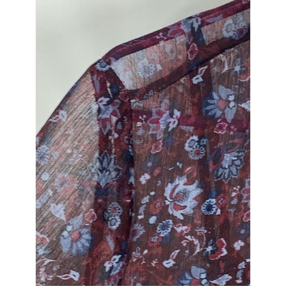 Loft Women's Floral Long Sleeve Sheer Boho Dress Multicolor Size Large NWOT - Picture 5 of 7